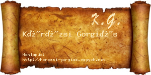 Körözsi Gorgiás névjegykártya